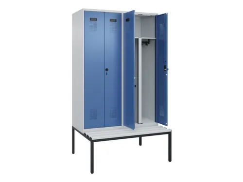 PBM-locker met bank,HxBxD 2120x1200x815mm,4vak,vak B 300mm