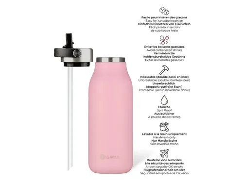 Thermosfles 2.0 Les Artistes Paris 1000ml Magnolia met rietje