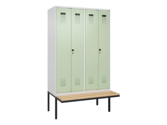 locker met bank,voor scheiding van kleding,HxBxD 2120x1200x815mm,4vak