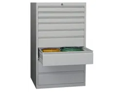 ladekast HxBxD 1200x715x600mm 9laden slot RAL7035 front RAL5012
