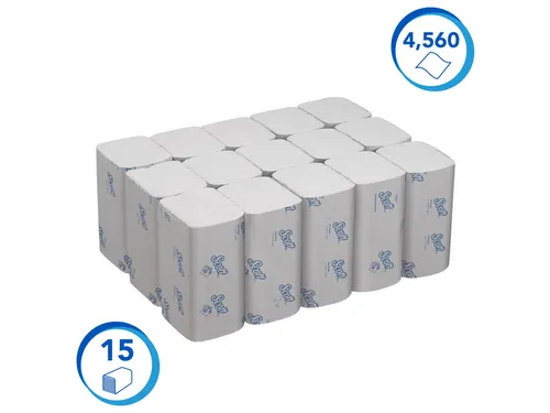 Handdoek Scott i-vouw 1-laags 21x20cm wit 15x304stuks 6689