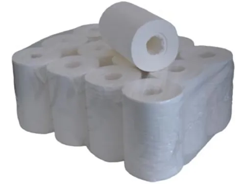 Poetspapier Mini 1-laags wit 120 m, pak van 12 rollen