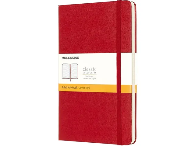 Notitieboek Moleskine large 130x210mm lijn hard cover scarlet red