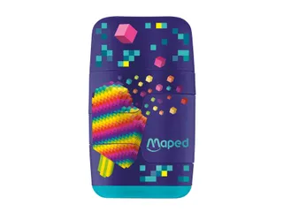 Puntenslijper Maped Pixel Party Connect 2-gaats met gum display à 20s - 3