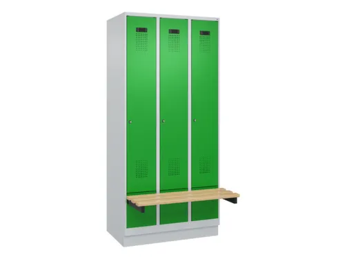 locker met bank,HxBxD 1950x900x815mm,3vak,vak B 300mm,cilinderslot
