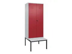 PBM-locker met bank,HxBxD 2120x800x815mm,2vak,vak B 400mm,draaigrendel