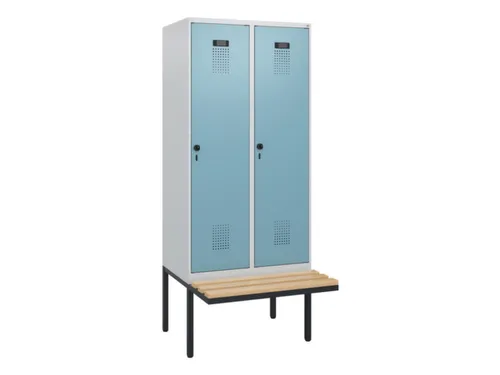 locker met bank,HxBxD 1950x800x815mm,2vak,vak B 400mm,draaigrendel
