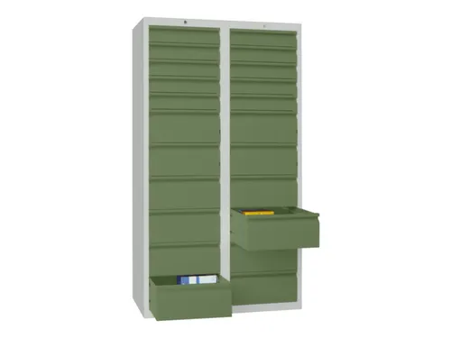 ladekast HxBxD 1800x1000x500mm 22laden RAL7035 front RAL6011