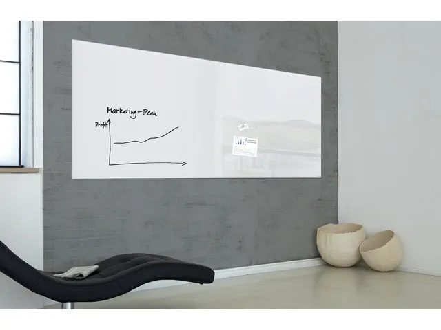 Glasmagneetbord XL Sigel super wit 2000x1000x18mm 2 magneten