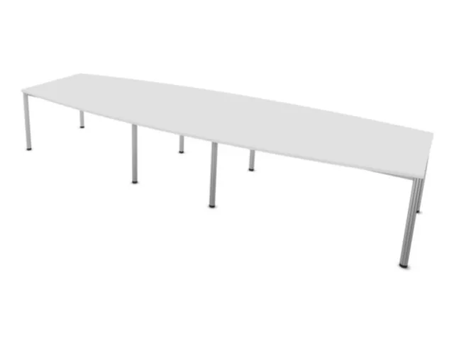 vergadertafel HxBxD 74x400x140cm vatvormig Bl-wit 4voeten alu