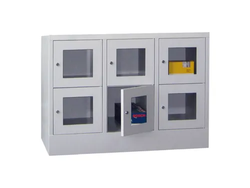 lockerkast,HxBxD 855x1200x500mm,3x2vakken,RAL7035,front RAL7035