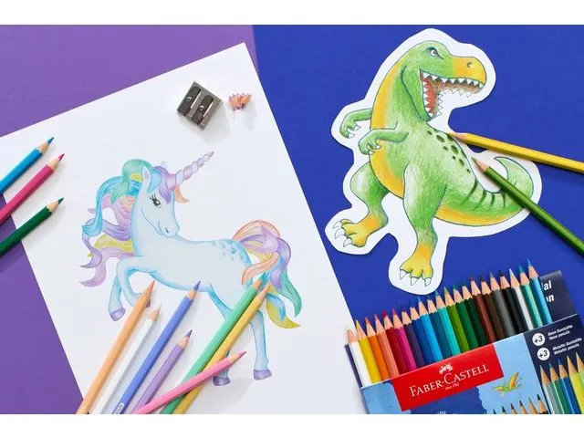 Crayon de couleur hexagonal Licorne 18 couleurs + 6 pastel