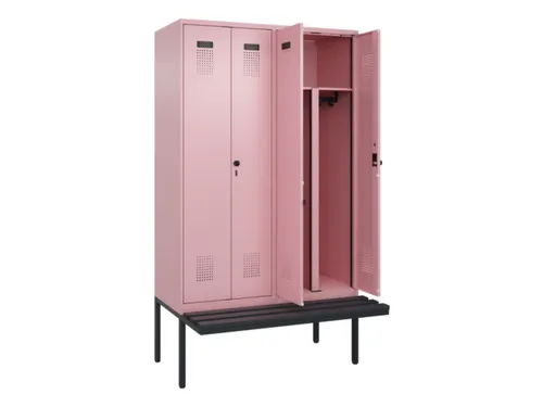 PBM-locker met bank,HxBxD 2120x1200x815mm,4vak,vak B 300mm