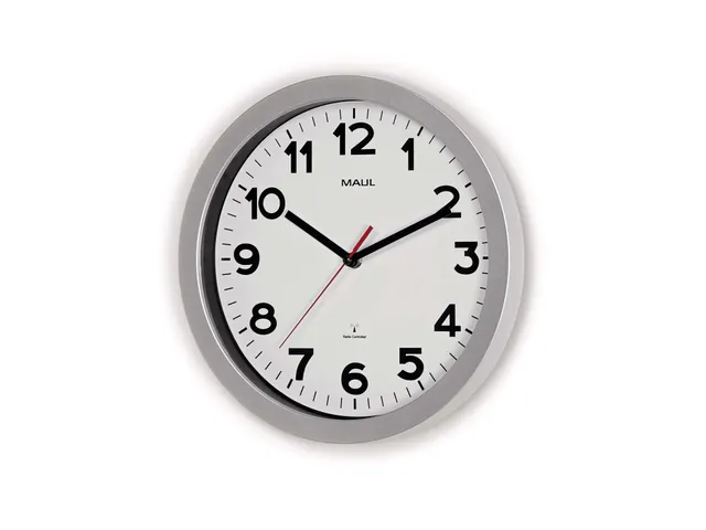 Horloge murale MAULstep RC Ø30x5cm plastique argent/blanc avec pile