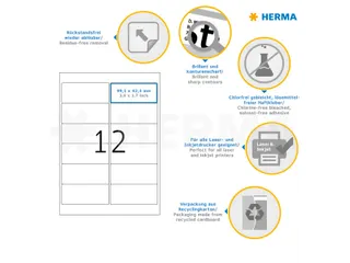HERMA 10311 Verwijderbaar Adresetiket A4 99,1x42,3mm Wit 1200 stuks - 3
