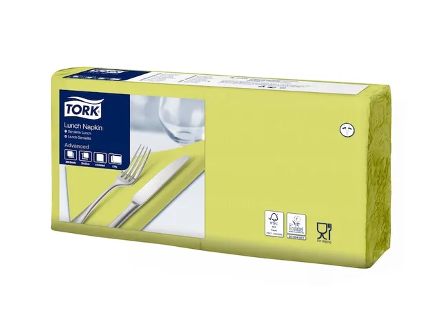 Serviette lunch 2 épaisseurs 33x33cm pli 1/4 vert citron