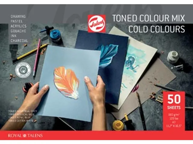 gekleurd tekenpapier, koude kleuren, ft A3 180g