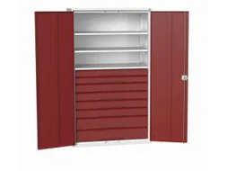 universele kast,HxBxD 2000x1300x550mm,3xStalen bodem,8lade(n)