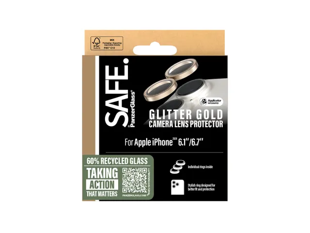 PanzerGlass SAFE. by Camera Lens Protector Glitter Gold iPhone 16 |