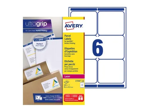 Verzendetiket Avery QuickPeel L7166-100 99.1x93.1mm Wit 600 Stuks