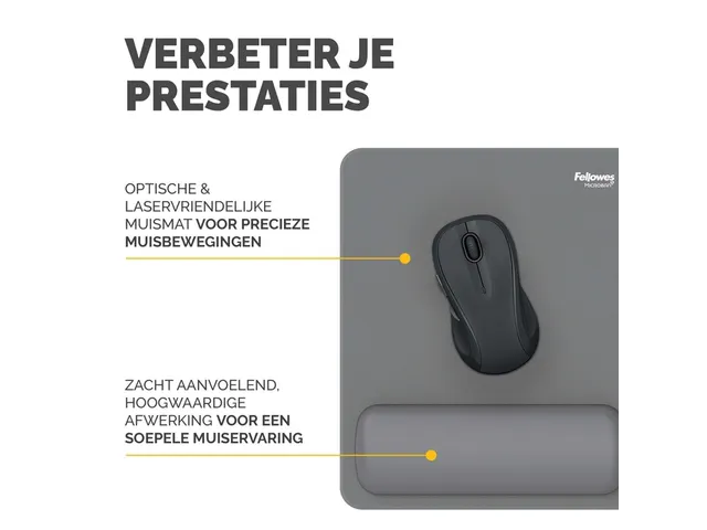 Muismat met polssteun Fellowes Breyta grijs 20x24cm