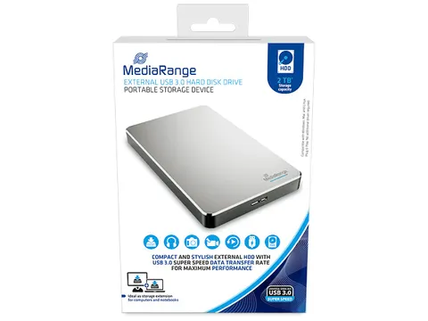 Mediarange Hdd Externe Harde Schrijf 2Tb Mr997 Usb 3.0 External Zilver