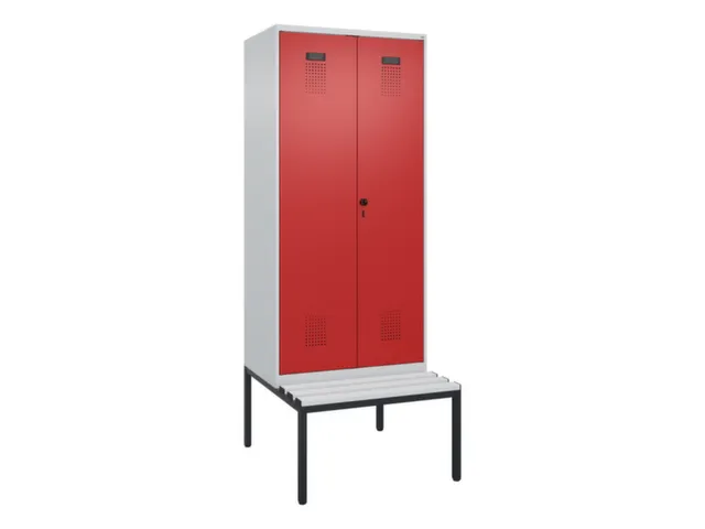 locker met bank,voor scheiding van kleding,HxBxD 2120x800x815mm,2vak