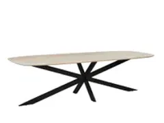 OUTLET Vergadertafel Harper Deens Ovaal 200x100cm Naturel blad met Spi