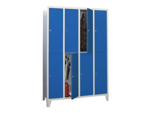 lockerkast,HxBxD 1850x1200x500mm,4x2vakken,RAL7035,front RAL5010