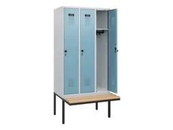 locker met bank,HxBxD 1950x900x815mm,3vak,vak B 300mm,draaigrendel