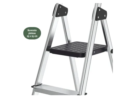 Huishoudtrap BRASQ 4 treden aluminium SLA400 zilver