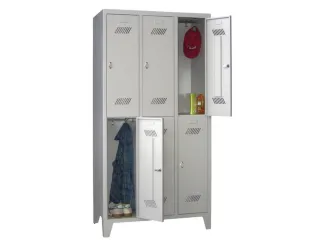 Garderobekast HxBxD 1850x930x500mm 3x2 Vakken Klink Poten Ral7035 - 1
