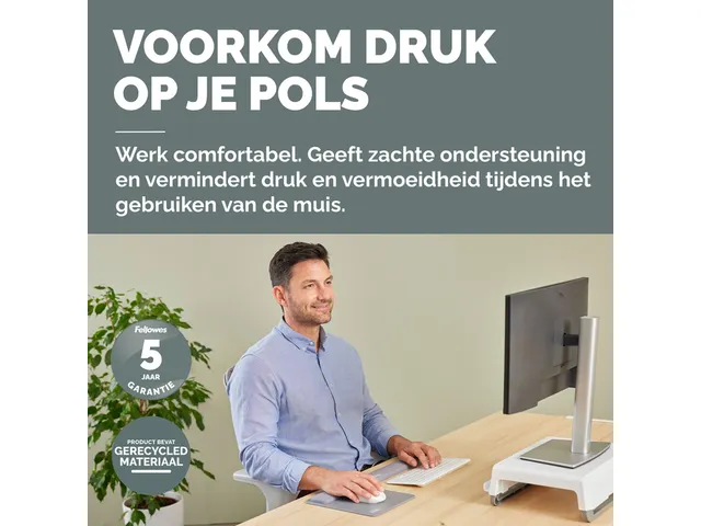 Muismat met polssteun Fellowes Breyta grijs 20x24cm