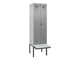 locker met bank,voor scheiding van kleding,HxBxD 2120x600x815mm,2vak - 2