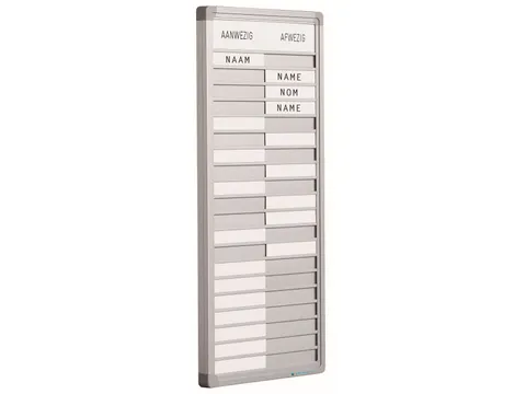 Aan- en afwezigheidsbord 25x30cm 10 namen Softline profiel 16mm