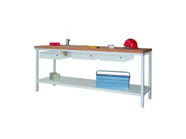werkbank,HxBxD 900x2000x700mm,onderstel/romp RAL7035,front RAL7035