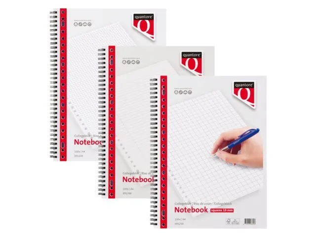 Collegeblok Quantore A4 ruit 5mm 23-gaats 100vel 70gr