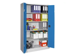 Vouwdeurkast 1950x1200x400mm 4legborden Verzinkt Ral7035 Front Ral5012 - 1