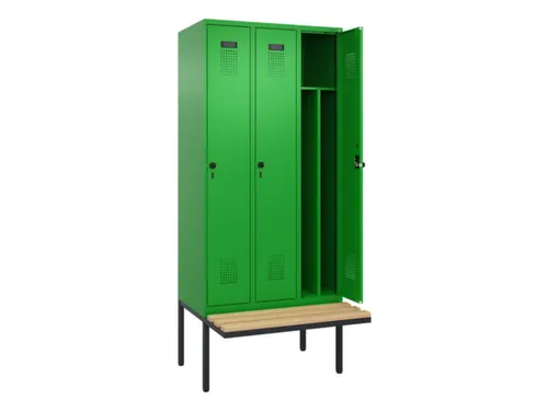 locker met bank,voor scheiding van kleding,HxBxD 2120x900x815mm,3vak