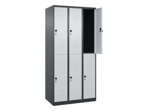 dubbeldekse locker,HxBxD 1850x900x500mm,3x2vak.,vak B 300mm