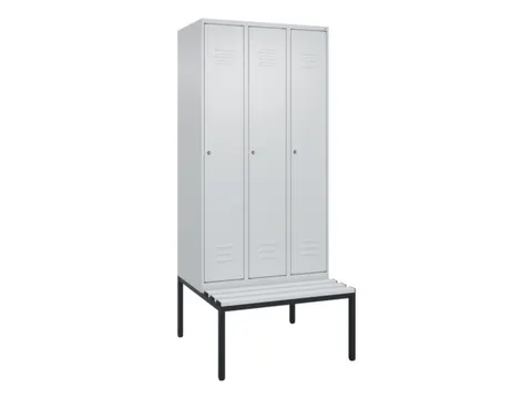 locker met bank,HxBxD 2120x900x815mm,3vak,vak B 300mm,cil.-slot