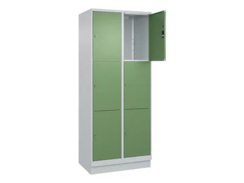 lockerkast,HxBxD 1950x800x500mm,2x3vakken,vak B 400mm,cil.-slot,sokkel