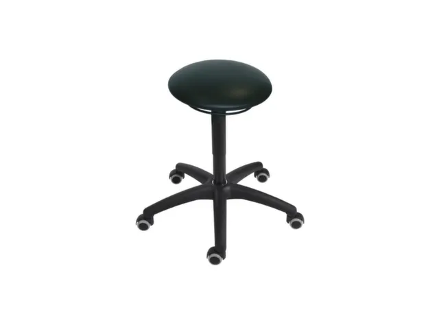 Draaikruk 490-680mm Zwart Kunstleer Gasveer Zwart Voetkruis Wielen