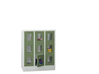 lockerkast,HxBxD 1187x900x500mm,3x3vakken,RAL7035,front RAL6011 - 2