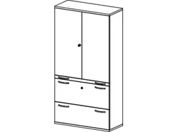 kantoorkast HxBxD 1920x1000x430mm romp onyxgrijs decor front esdoorn