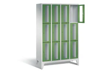 lockerkast 1850x1190x500mm 4x3 vakken Cilinderslot Poten, RAL6011 - 1