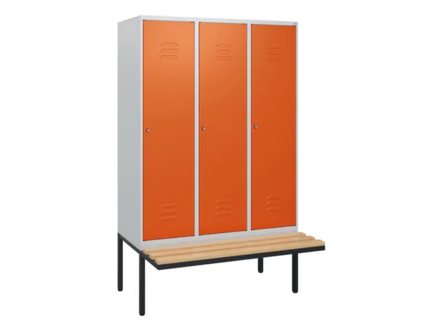 locker met bank,HxBxD 1950x1200x815mm,3vak,vak B 400mm,cil.-slot