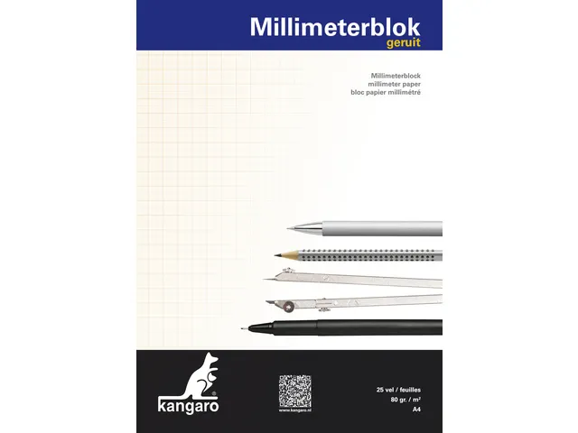 Millimeterblok Kangaro A4 blok à 25 vel