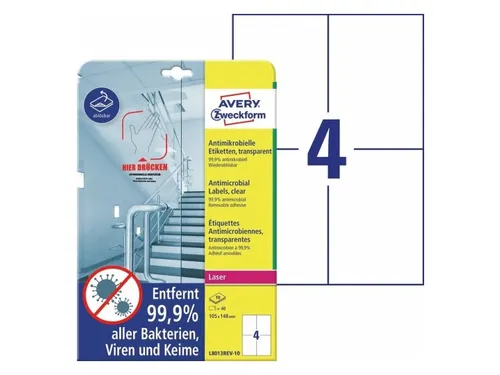 Antimicrobiële etiketten afneembaar transparant 105x148mm