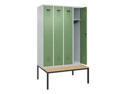 locker met bank,HxBxD 2120x1200x815mm,4vak,vak B 300mm,cilinderslot